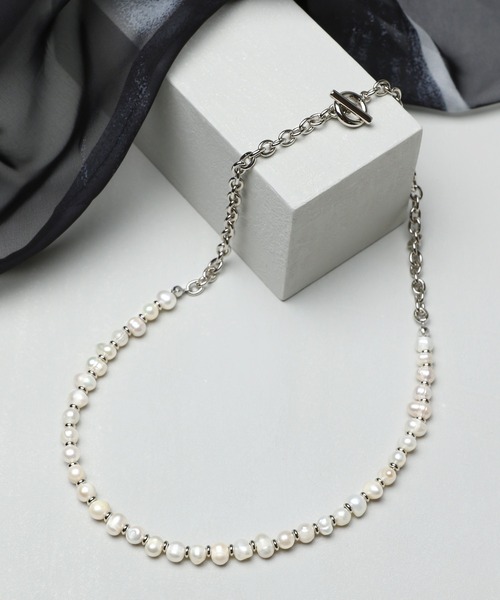 HARE（ハレ）の「パールチェーンネックレス(HARE)（ネックレス・メンズ・ホワイト/ブラック/ホワイト系その他・FREE）」の3枚目の写真