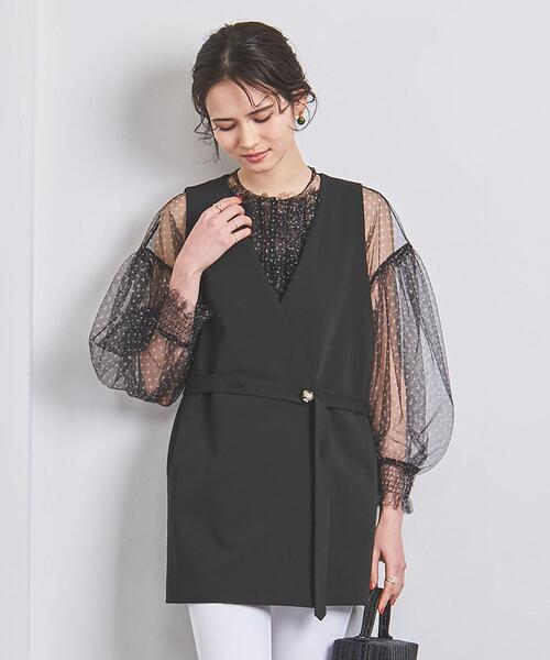 ELIN（エリン）の「【別注】＜ELIN＞ベルト ジレ（ベスト・レディース・ブラック/ベージュ・00）」の2枚目の写真