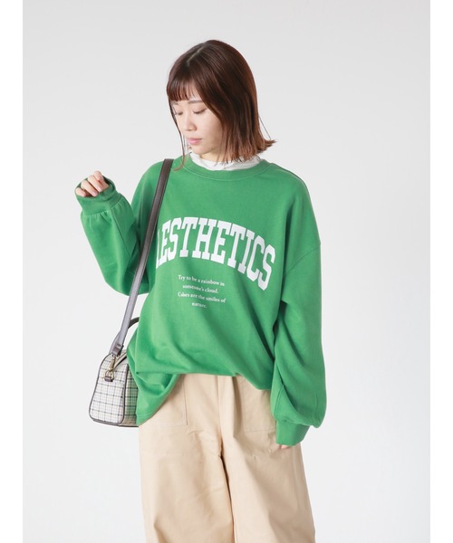 ehka sopo（エヘカソポ）の「カレッジロゴビッグスウェット（スウェット・レディース・グレー/オフホワイト/グリーン・ﾌﾘ-）」の3枚目の写真