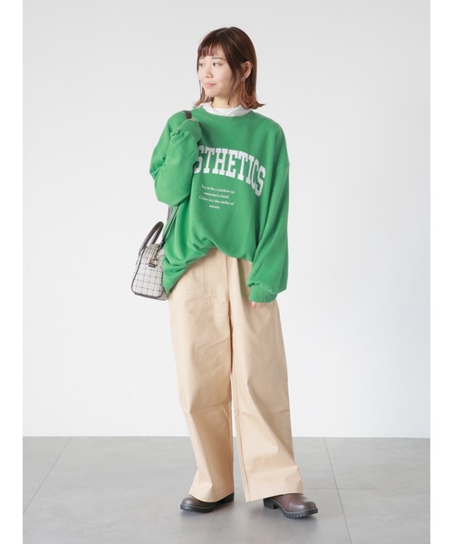 ehka sopo（エヘカソポ）の「カレッジロゴビッグスウェット（スウェット・レディース・グレー/オフホワイト/グリーン・ﾌﾘ-）」の4枚目の写真