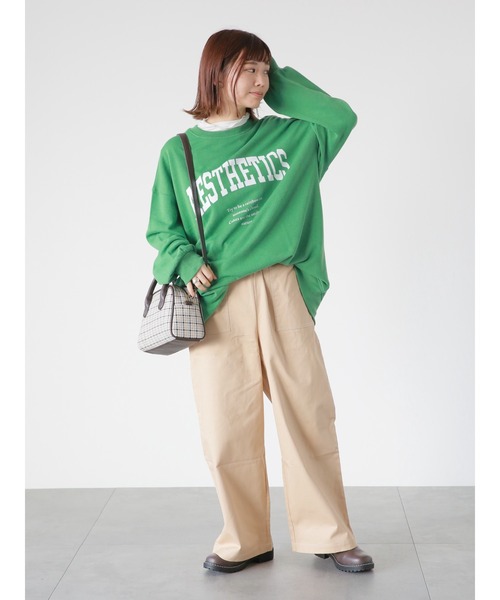 ehka sopo（エヘカソポ）の「カレッジロゴビッグスウェット（スウェット・レディース・グレー/オフホワイト/グリーン・ﾌﾘ-）」の5枚目の写真