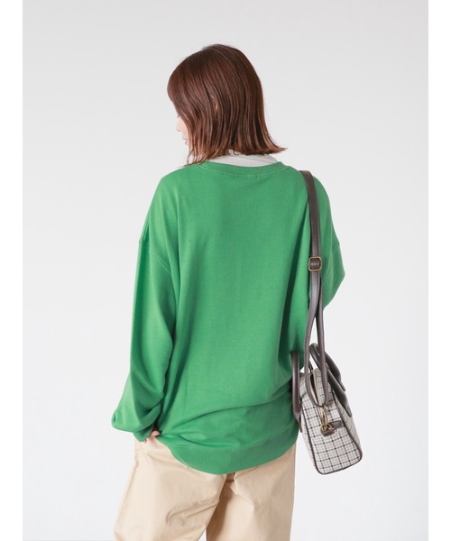 ehka sopo（エヘカソポ）の「カレッジロゴビッグスウェット（スウェット・レディース・グレー/オフホワイト/グリーン・ﾌﾘ-）」の11枚目の写真