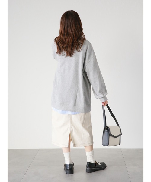 ehka sopo（エヘカソポ）の「カレッジロゴビッグスウェット（スウェット・レディース・グレー/オフホワイト/グリーン・ﾌﾘ-）」の16枚目の写真