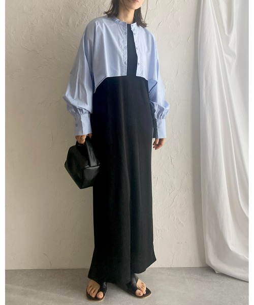 She's Closet(シーズクローゼット)の「スタンドカラーカラーボリュームスリーブ長袖フレアショート丈クロップドシャツ(シャツ/ブラウス・レディース・ホワイト/グレー/ブラック/ライトブルー/アイボリー・FREE)」の19枚目の写真
