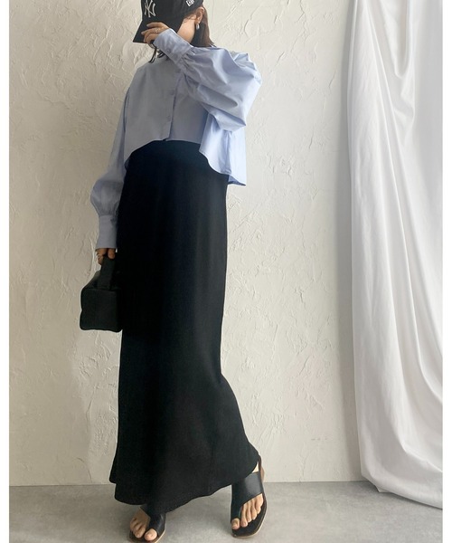 She's Closet(シーズクローゼット)の「スタンドカラーカラーボリュームスリーブ長袖フレアショート丈クロップドシャツ(シャツ/ブラウス・レディース・ホワイト/グレー/ブラック/ライトブルー/アイボリー・FREE)」の15枚目の写真