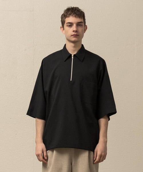 SLICK（スリック）の「シック＆シンアムンゼンクロスハーフジップポロ（ポロシャツ・メンズ・アイボリー/ネイビー/ブラック・1/2/3）」の2枚目の写真