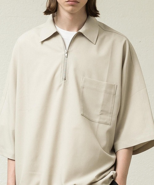 SLICK（スリック）の「シック＆シンアムンゼンクロスハーフジップポロ（ポロシャツ・メンズ・アイボリー/ネイビー/ブラック・1/2/3）」の7枚目の写真