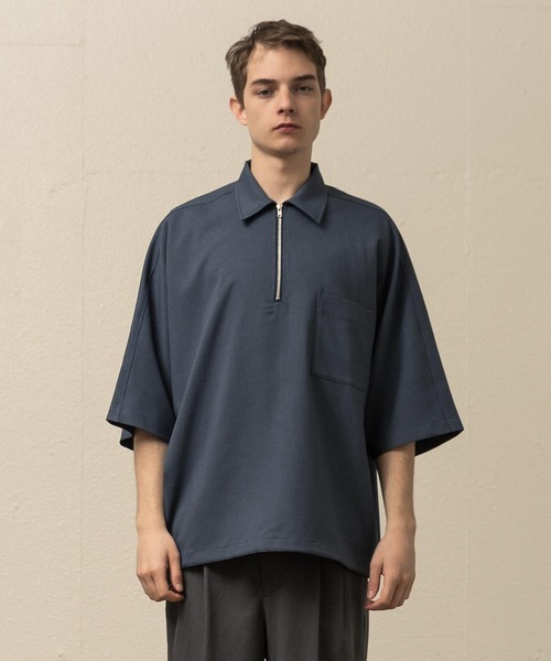 SLICK（スリック）の「シック＆シンアムンゼンクロスハーフジップポロ（ポロシャツ・メンズ・アイボリー/ネイビー/ブラック・1/2/3）」の18枚目の写真