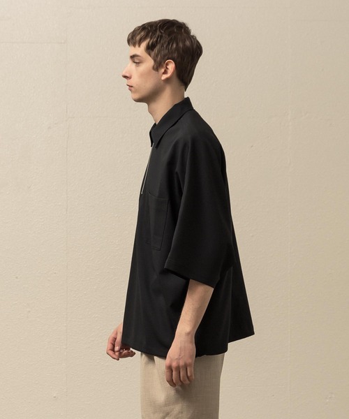 SLICK（スリック）の「シック＆シンアムンゼンクロスハーフジップポロ（ポロシャツ・メンズ・アイボリー/ネイビー/ブラック・1/2/3）」の12枚目の写真