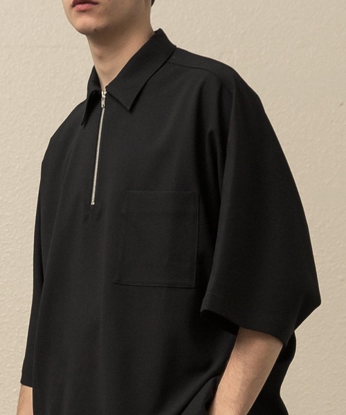 SLICK（スリック）の「シック＆シンアムンゼンクロスハーフジップポロ（ポロシャツ・メンズ・アイボリー/ネイビー/ブラック・1/2/3）」の14枚目の写真