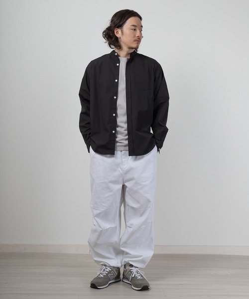 SlashDate(スラッシュデイト)の「T/Cブロード バンドカラーシャツ リラックスフィット/無地&ストライプ/ユニセックス(シャツ/ブラウス・メンズ・ブルー/ホワイト系その他/ブルー系その他/ベージュ/ホワイト/ブラック/チャコールグレー・M/L/XL)」の8枚目の写真