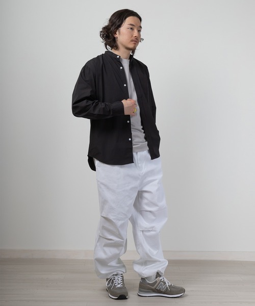 SlashDate(スラッシュデイト)の「T/Cブロード バンドカラーシャツ リラックスフィット/無地&ストライプ/ユニセックス(シャツ/ブラウス・メンズ・ブルー/ホワイト系その他/ブルー系その他/ベージュ/ホワイト/ブラック/チャコールグレー・M/L/XL)」の16枚目の写真