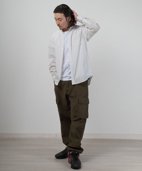 SlashDate(スラッシュデイト)の「T/Cブロード バンドカラーシャツ リラックスフィット/無地&ストライプ/ユニセックス(シャツ/ブラウス・メンズ・ブルー/ホワイト系その他/ブルー系その他/ベージュ/ホワイト/ブラック/チャコールグレー・M/L/XL)」の14枚目の写真