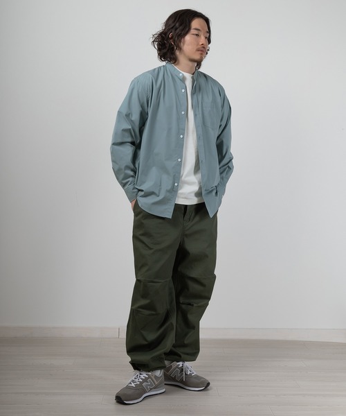 SlashDate(スラッシュデイト)の「T/Cブロード バンドカラーシャツ リラックスフィット/無地&ストライプ/ユニセックス(シャツ/ブラウス・メンズ・ブルー/ホワイト系その他/ブルー系その他/ベージュ/ホワイト/ブラック/チャコールグレー・M/L/XL)」の17枚目の写真