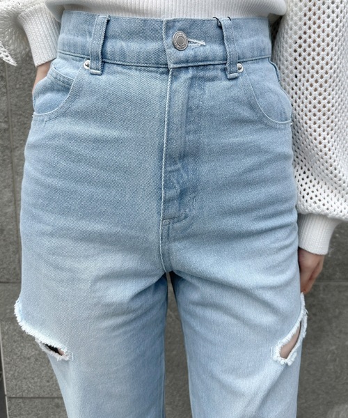 one way（ワンウェイ）の「サイドブロークンストレートデニム（丈長め）（デニムパンツ・レディース・ライトブルー/ホワイト/ダークブルー/ブルー系その他・S/M）」の16枚目の写真