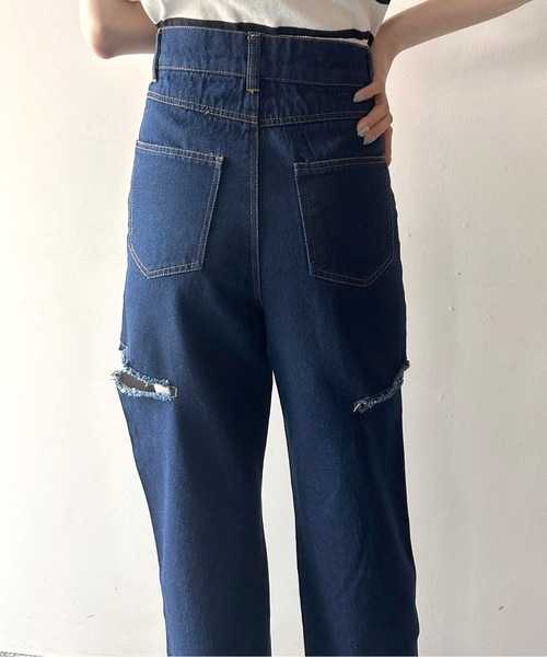 one way（ワンウェイ）の「サイドブロークンストレートデニム（丈長め）（デニムパンツ・レディース・ライトブルー/ホワイト/ダークブルー/ブルー系その他・S/M）」の19枚目の写真