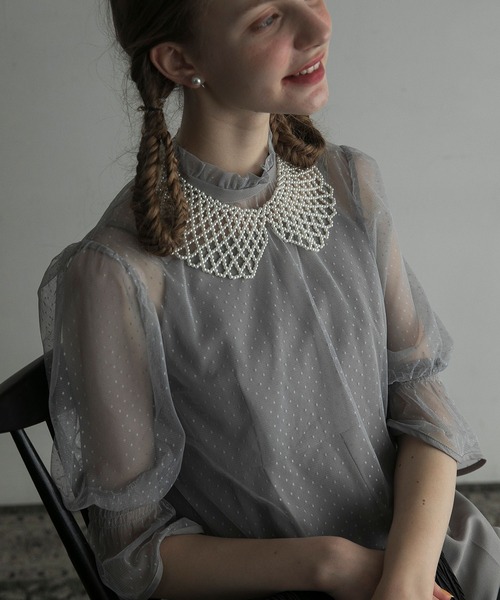 BONLECILL noir】パールつけ襟ネックレス（ネックレス）｜BONLECILL