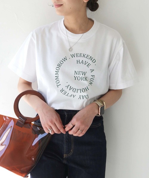 HER CLOSET（ハークローゼット）の「【shemoshelly】WEB限定サークルロゴTシャツ（Tシャツ/カットソー・レディース・ブラック/ホワイト/ネイビー・S/M/L）」の4枚目の写真