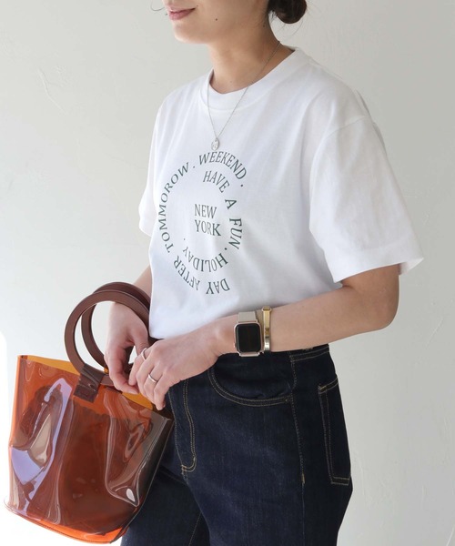 HER CLOSET（ハークローゼット）の「【shemoshelly】WEB限定サークルロゴTシャツ（Tシャツ/カットソー・レディース・ブラック/ホワイト/ネイビー・S/M/L）」の5枚目の写真