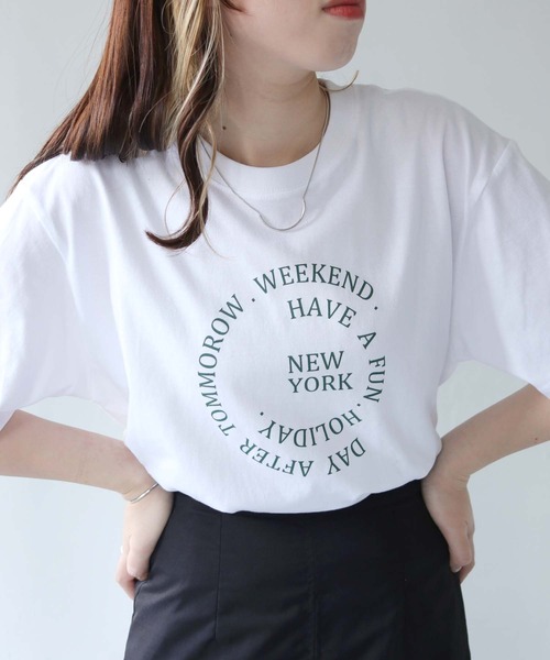 HER CLOSET（ハークローゼット）の「【shemoshelly】WEB限定サークルロゴTシャツ（Tシャツ/カットソー・レディース・ブラック/ホワイト/ネイビー・S/M/L）」の9枚目の写真