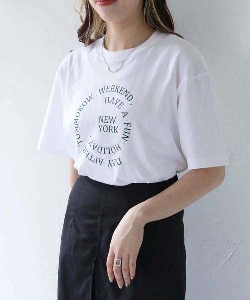 HER CLOSET（ハークローゼット）の「【shemoshelly】WEB限定サークルロゴTシャツ（Tシャツ/カットソー・レディース・ブラック/ホワイト/ネイビー・S/M/L）」の8枚目の写真