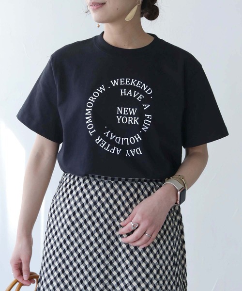 HER CLOSET（ハークローゼット）の「【shemoshelly】WEB限定サークルロゴTシャツ（Tシャツ/カットソー・レディース・ブラック/ホワイト/ネイビー・S/M/L）」の13枚目の写真