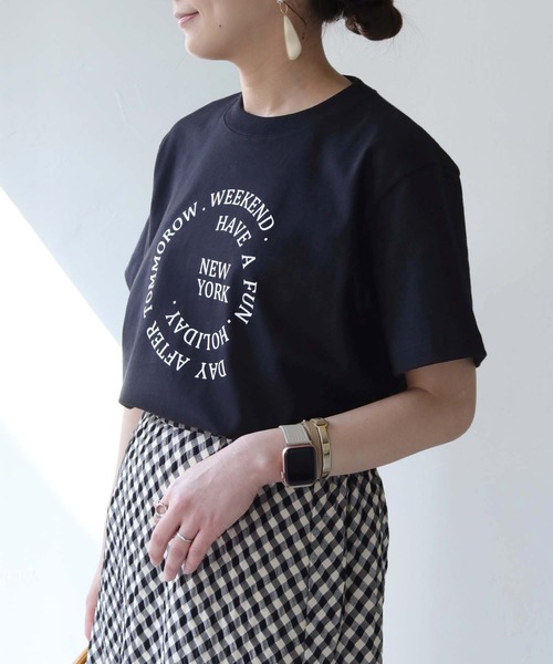 HER CLOSET（ハークローゼット）の「【shemoshelly】WEB限定サークルロゴTシャツ（Tシャツ/カットソー・レディース・ブラック/ホワイト/ネイビー・S/M/L）」の14枚目の写真