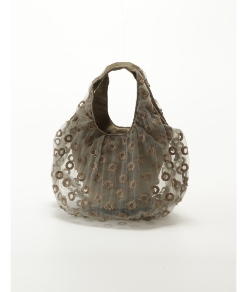 H.A.K（ハク）の「ナイロンツイル×サイロンシャーサークルレースギャザートートバッグ（トートバッグ・レディース・ベージュ/ブラック・FREE）」の3枚目の写真