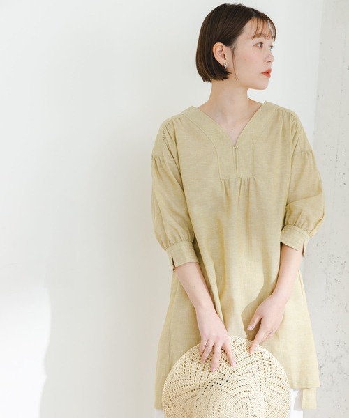 F by ROSSO(エフバイロッソ)の「『UR TECH 高機能リネン』F by ROSSO スキッパーチュニックブラウス(チュニック・レディース・ブルー系その他/オフホワイト/ブラック/イエロー・FREE)」の14枚目の写真