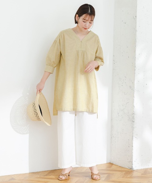 F by ROSSO(エフバイロッソ)の「『UR TECH 高機能リネン』F by ROSSO スキッパーチュニックブラウス(チュニック・レディース・ブルー系その他/オフホワイト/ブラック/イエロー・FREE)」の15枚目の写真