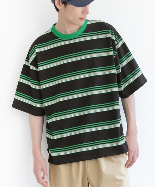 n'OrLABEL(ノアールレーベル)の「『マルチボーダーTシャツ』(Tシャツ/カットソー・メンズ・オフホワイト/ブラック/グレー・FREE)」の1枚目の写真