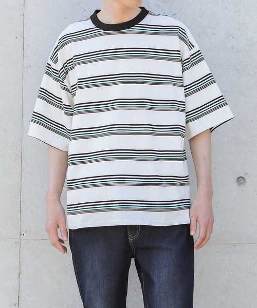 n'OrLABEL(ノアールレーベル)の「『マルチボーダーTシャツ』(Tシャツ/カットソー・メンズ・オフホワイト/ブラック/グレー・FREE)」の10枚目の写真