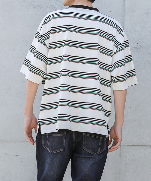 n'OrLABEL(ノアールレーベル)の「『マルチボーダーTシャツ』(Tシャツ/カットソー・メンズ・オフホワイト/ブラック/グレー・FREE)」の12枚目の写真