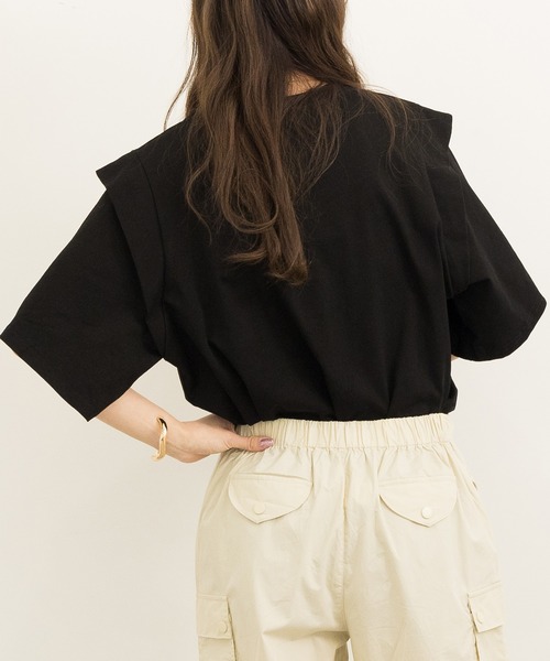 DAY CLOSET(デイ クローゼット)の「レディース チュニック風レイヤードロゴTシャツ(Tシャツ/カットソー・レディース・ブラック/グレー・L/S/M)」の14枚目の写真