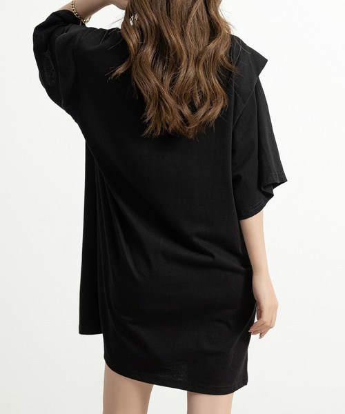 DAY CLOSET(デイ クローゼット)の「レディース チュニック風レイヤードロゴTシャツ(Tシャツ/カットソー・レディース・ブラック/グレー・L/S/M)」の15枚目の写真
