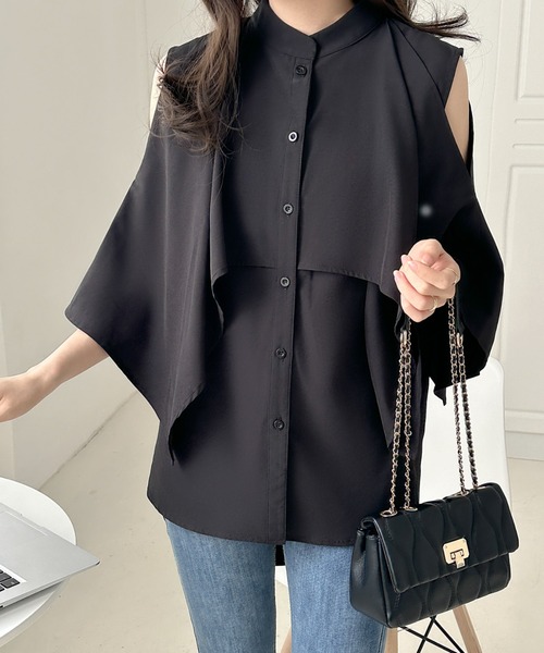 ABITOKYO(アビトーキョー)の「ケープデザインラッフルカラーシャツブラウス(シャツ/ブラウス・レディース・ブラック/ブルーグレー/ベージュ/ネイビー/グリーン/グレイッシュベージュ/ブラウン・M/L)」の18枚目の写真