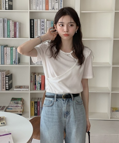Achic(アシック)の「軽量半袖トップス(Tシャツ/カットソー・レディース・ミント/ホワイト/ブラック・M)」の9枚目の写真