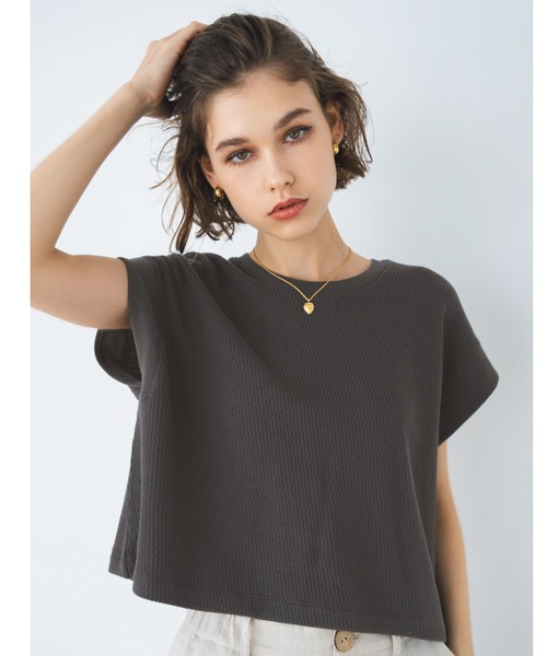 ALEXIA STAM（アリシアスタン）の「Honeycomb Waffle Sleeveless Top /ハニカムスリーブレストップス（Tシャツ/カットソー・レディース・ラベンダー/グリーン/チャコールグレー/アイボリー・FREE）」の3枚目の写真