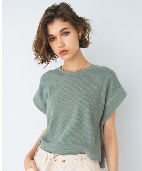 ALEXIA STAM（アリシアスタン）の「Honeycomb Waffle Sleeveless Top /ハニカムスリーブレストップス（Tシャツ/カットソー・レディース・ラベンダー/グリーン/チャコールグレー/アイボリー・FREE）」の4枚目の写真