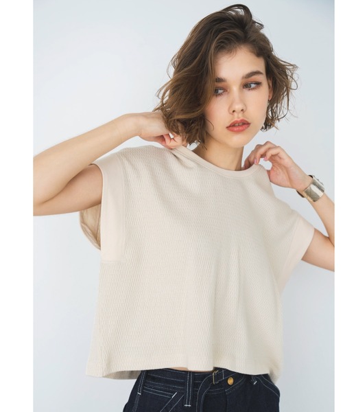 ALEXIA STAM（アリシアスタン）の「Honeycomb Waffle Sleeveless Top /ハニカムスリーブレストップス（Tシャツ/カットソー・レディース・ラベンダー/グリーン/チャコールグレー/アイボリー・FREE）」の2枚目の写真