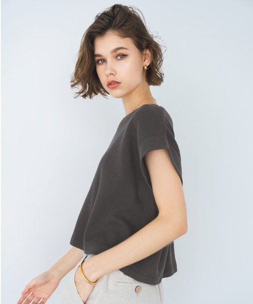 ALEXIA STAM（アリシアスタン）の「Honeycomb Waffle Sleeveless Top /ハニカムスリーブレストップス（Tシャツ/カットソー・レディース・ラベンダー/グリーン/チャコールグレー/アイボリー・FREE）」の12枚目の写真