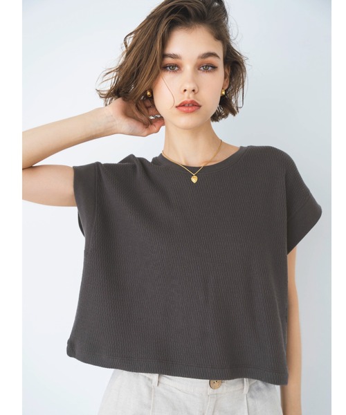 ALEXIA STAM（アリシアスタン）の「Honeycomb Waffle Sleeveless Top /ハニカムスリーブレストップス（Tシャツ/カットソー・レディース・ラベンダー/グリーン/チャコールグレー/アイボリー・FREE）」の18枚目の写真