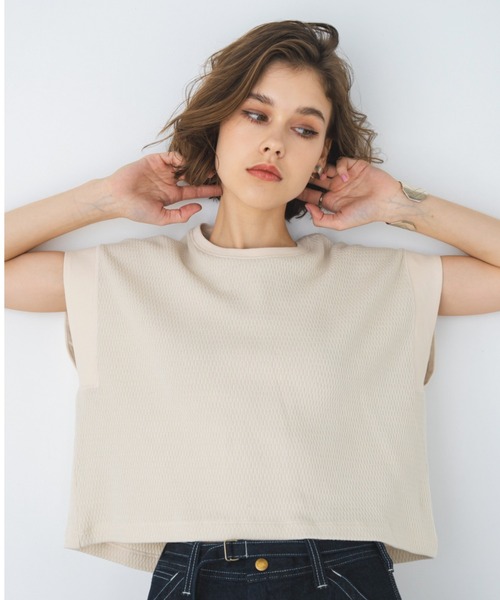 ALEXIA STAM（アリシアスタン）の「Honeycomb Waffle Sleeveless Top /ハニカムスリーブレストップス（Tシャツ/カットソー・レディース・ラベンダー/グリーン/チャコールグレー/アイボリー・FREE）」の11枚目の写真