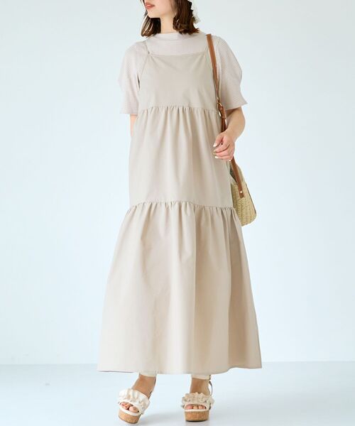 MAJESTIC LEGON(マジェスティックレゴン)の「ティアードキャミワンピ(ワンピース・レディース・ベージュ/ブラック・MEDIUM/SMALL)」の10枚目の写真