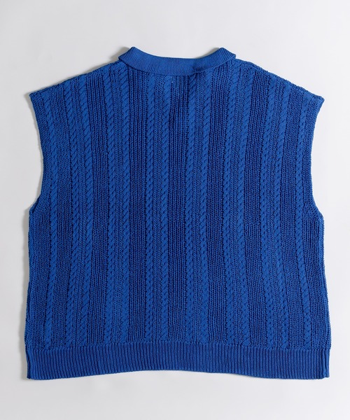 MUHET（ミュエータ）の「スキッパー透かし編みニットベスト（ベスト・レディース・マスタード/ブラック/ブルー・MEDIUM/X-LARGE）」の12枚目の写真