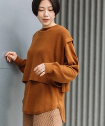 Munich | 天竺編みニット＆片畦編みニットレイヤードツイントップス(ニット/セーター)