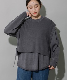 Munich | 天竺編みニット＆片畦編みニットレイヤードツイントップス(ニット/セーター)