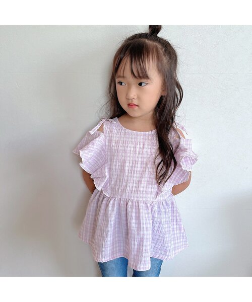 apres les cours（アプレレクール）の「【WEB限定】マルチストライプ・チェック柄セットアップ（セットアップ・キッズ・ラベンダー/イエロー・80/90/100/110/120/130/140）」の9枚目の写真
