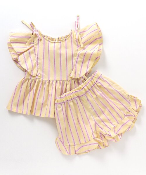 apres les cours（アプレレクール）の「【WEB限定】マルチストライプ・チェック柄セットアップ（セットアップ・キッズ・ラベンダー/イエロー・80/90/100/110/120/130/140）」の5枚目の写真