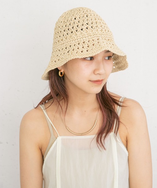 KBF（ケイビーエフ）の「透かし編みバケットHAT（ハット・レディース・ベージュ/ナチュラル・ONE）」の5枚目の写真